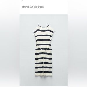 Zara Black and White Striped Midi Dress